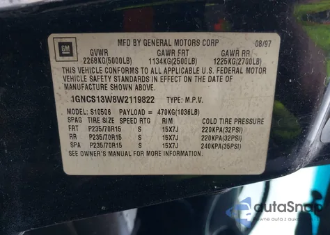 1998 Chevrolet Blazer Ls z USA, uszkodzony, nr VIN 1GNCS13W8W2119822